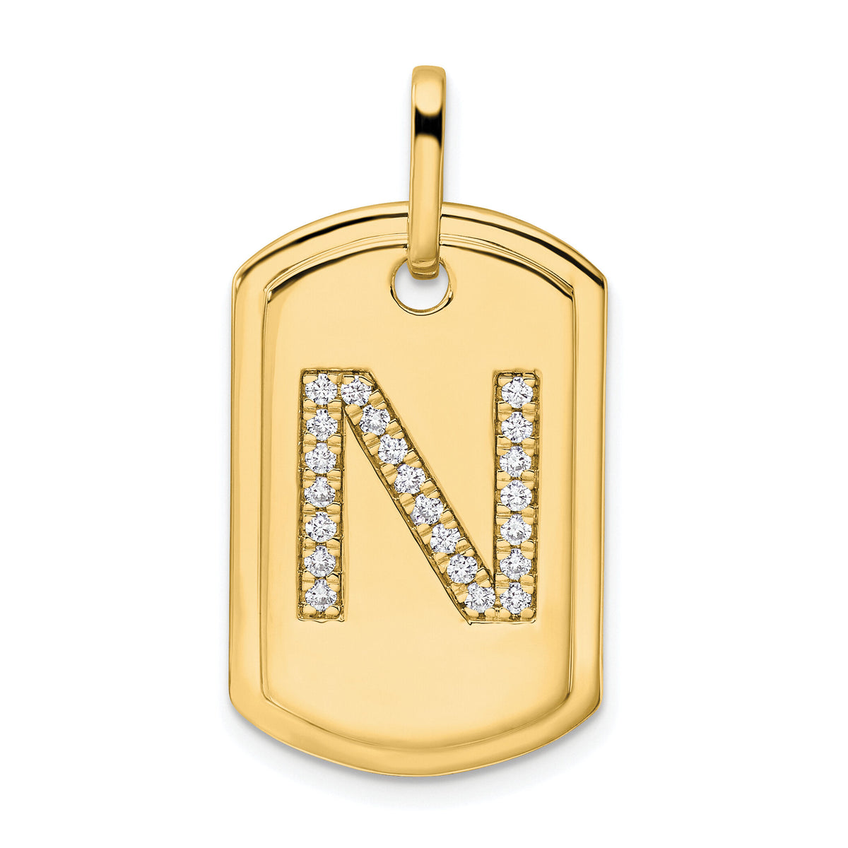 14K Diamond Initial N Dog Tag Charm-PM9842N-026-YA