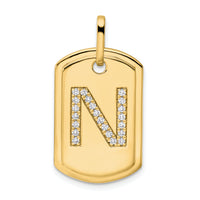 14K Diamond Initial N Dog Tag Charm-PM9842N-026-YA