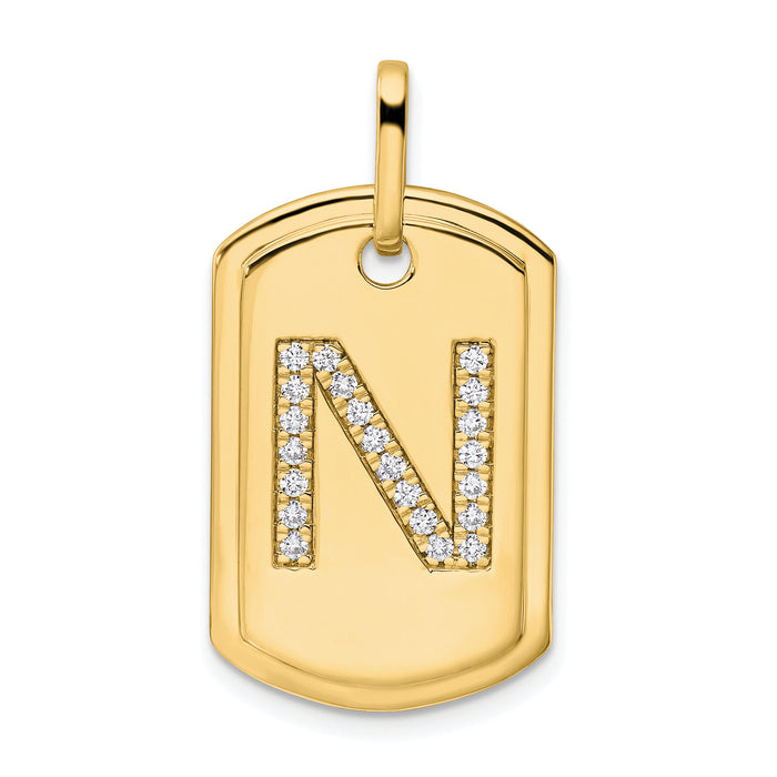 14K Diamond Initial N Dog Tag Charm-PM9842N-026-YA