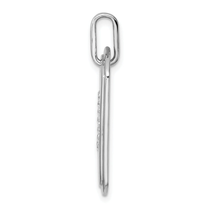 14K White Gold  Diamond Initial O Dog Tag Charm-PM9842O-022-WA