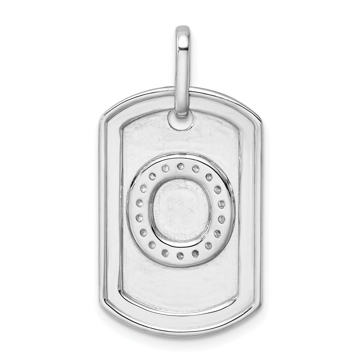 14K White Gold  Diamond Initial O Dog Tag Charm-PM9842O-022-WA