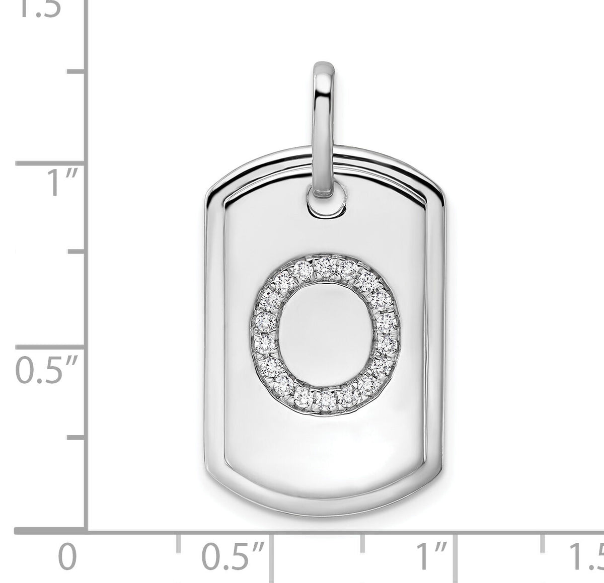 14K White Gold  Diamond Initial O Dog Tag Charm-PM9842O-022-WA