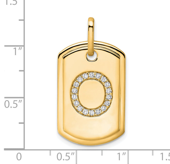 14K Diamond Initial O Dog Tag Charm-PM9842O-022-YA