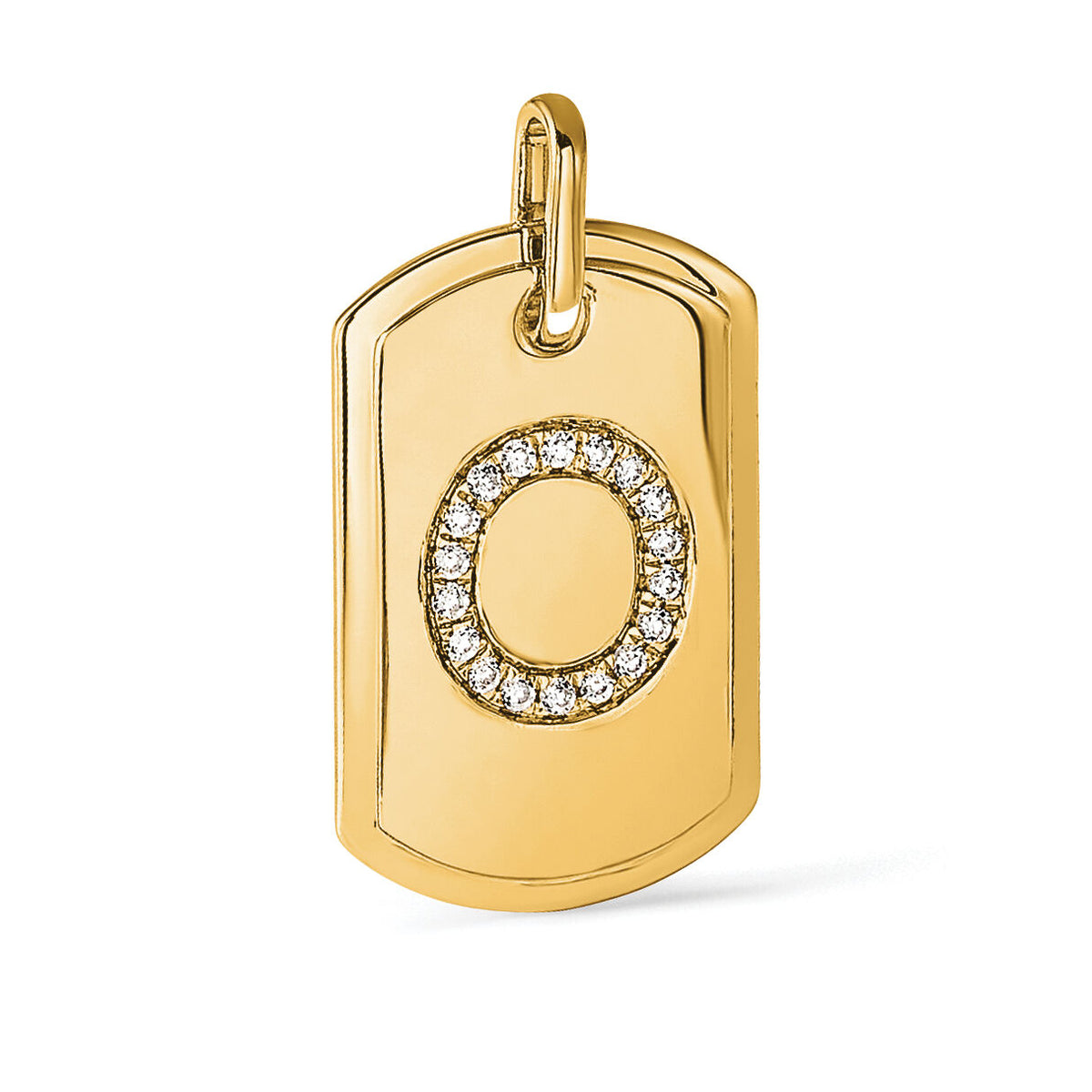 14K Diamond Initial O Dog Tag Charm-PM9842O-022-YA