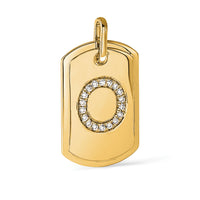 14K Diamond Initial O Dog Tag Charm-PM9842O-022-YA