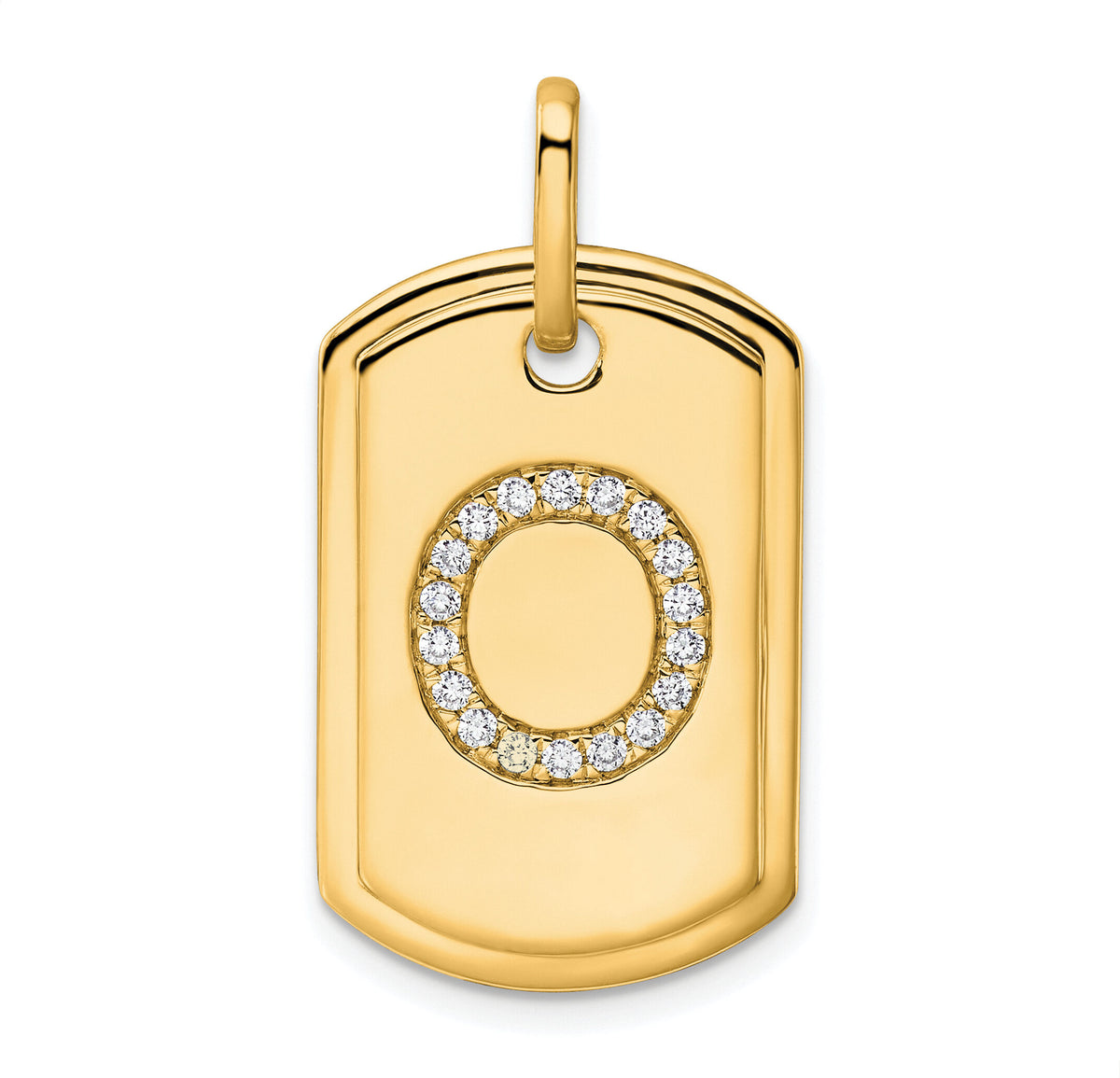 14K Diamond Initial O Dog Tag Charm-PM9842O-022-YA