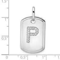 14K White Gold  Diamond Initial P Dog Tag Charm-PM9842P-018-WA