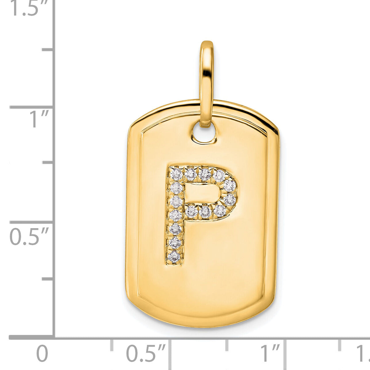14K Diamond Initial P Dog Tag Charm-PM9842P-018-YA
