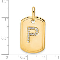 14K Diamond Initial P Dog Tag Charm-PM9842P-018-YA