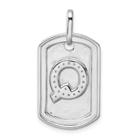 14K White Gold  Diamond Initial Q Dog Tag Charm-PM9842Q-021-WA