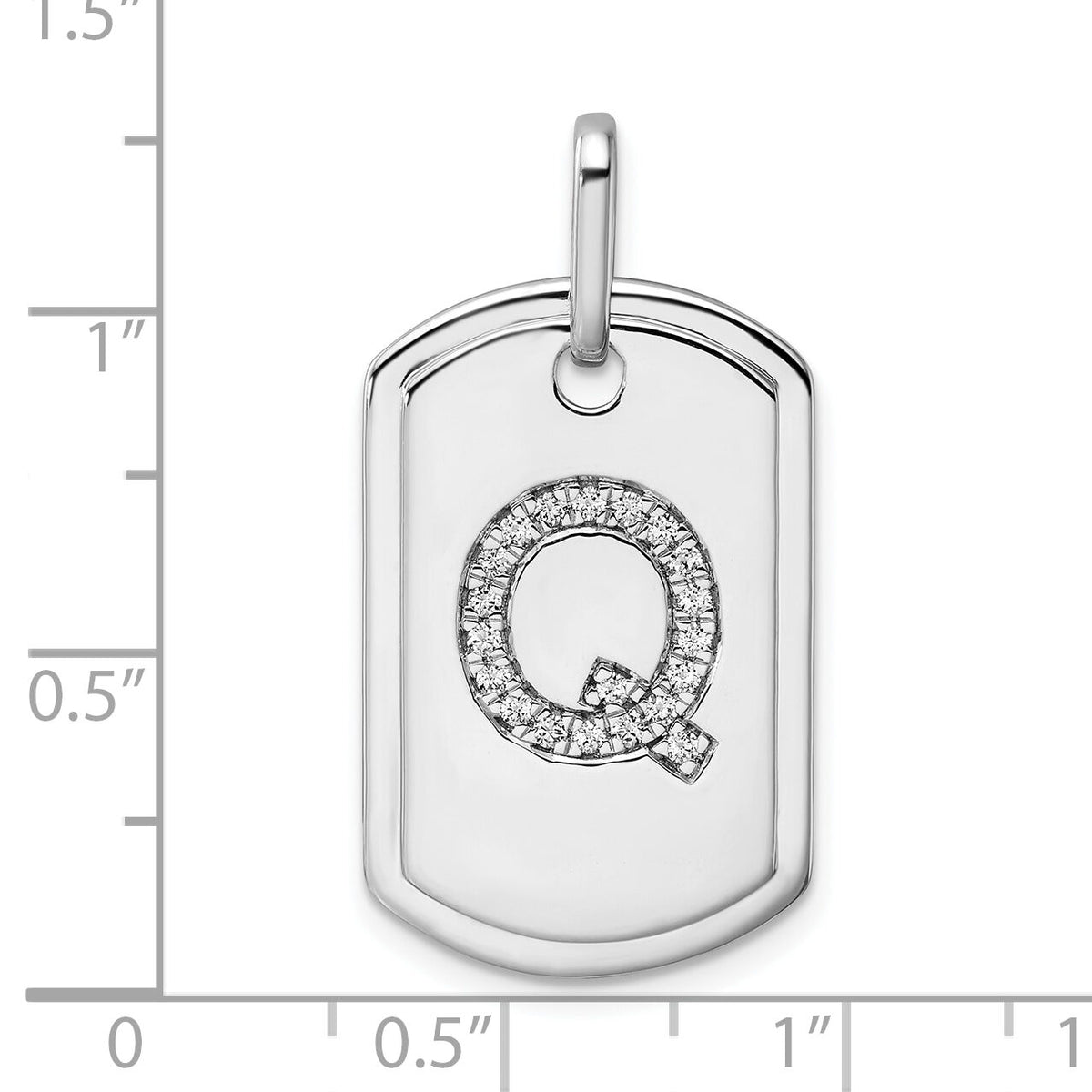14K White Gold  Diamond Initial Q Dog Tag Charm-PM9842Q-021-WA