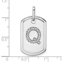 14K White Gold  Diamond Initial Q Dog Tag Charm-PM9842Q-021-WA