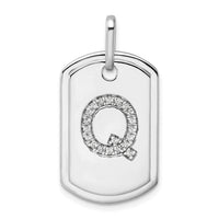 14K White Gold  Diamond Initial Q Dog Tag Charm-PM9842Q-021-WA
