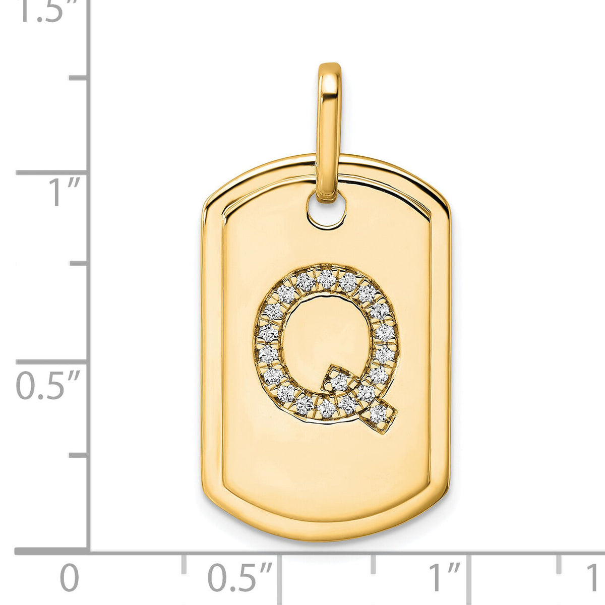 14K Diamond Initial Q Dog Tag Charm-PM9842Q-021-YA