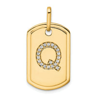 14K Diamond Initial Q Dog Tag Charm-PM9842Q-021-YA