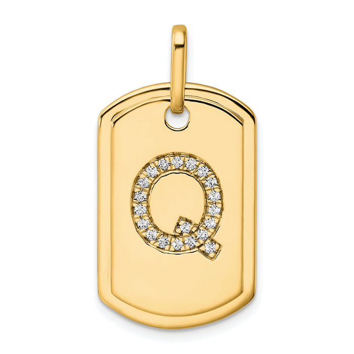 14K Diamond Initial Q Dog Tag Charm-PM9842Q-021-YA