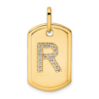 14K Diamond Initial R Dog Tag Charm-PM9842R-023-YA