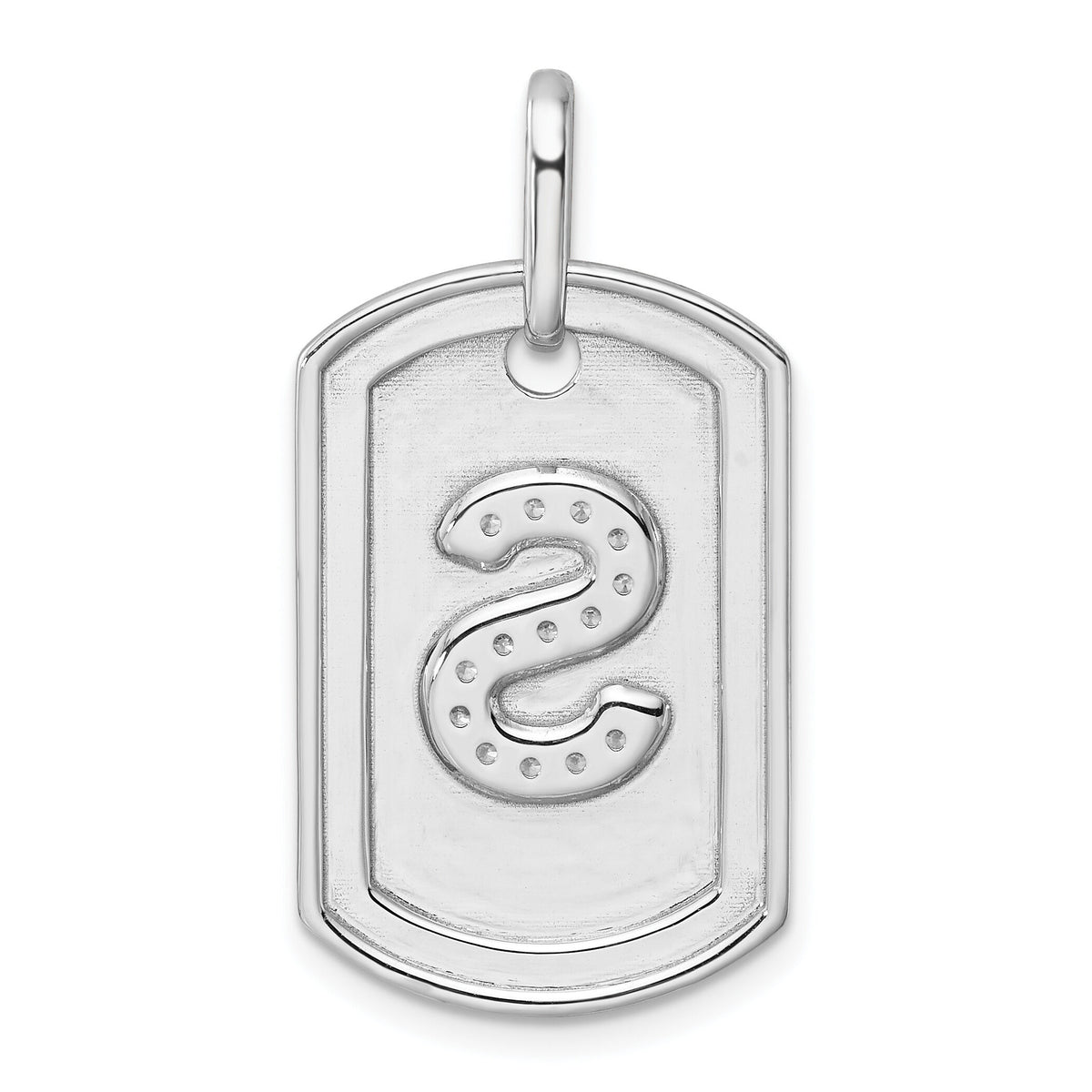 14K White Gold  Diamond Initial S Dog Tag Charm-PM9842S-017-WA