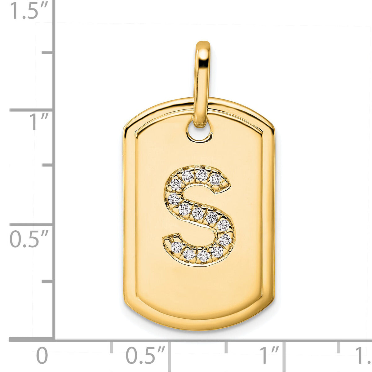 14K Diamond Initial S Dog Tag Charm-PM9842S-017-YA