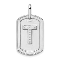 14K White Gold  Diamond Initial T Dog Tag Charm-PM9842T-013-WA