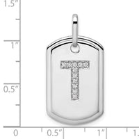14K White Gold  Diamond Initial T Dog Tag Charm-PM9842T-013-WA