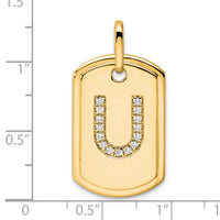 14K Diamond Initial U Dog Tag Charm-PM9842U-018-YA