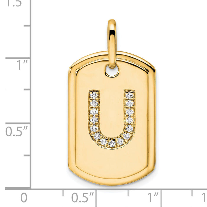 14K Diamond Initial U Dog Tag Charm-PM9842U-018-YA