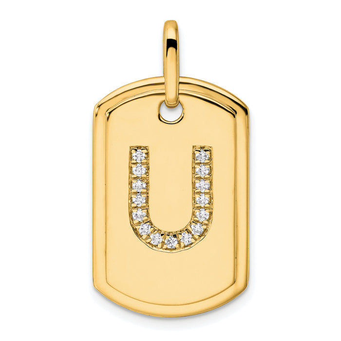 14K Diamond Initial U Dog Tag Charm-PM9842U-018-YA