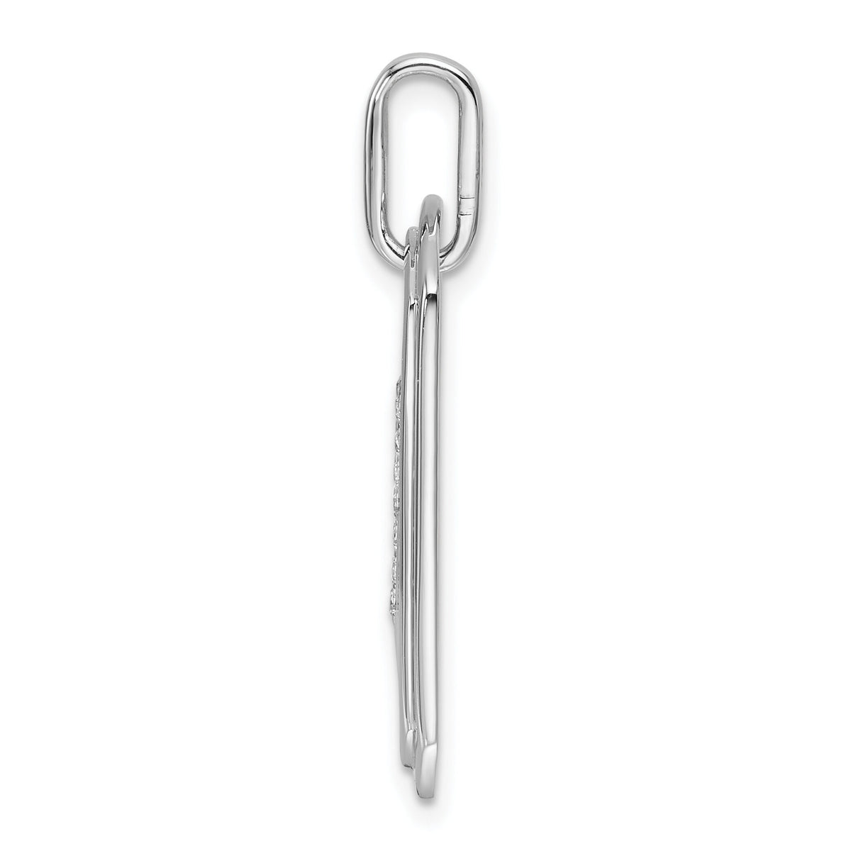 14K White Gold  Diamond Initial V Dog Tag Charm-PM9842V-016-WA