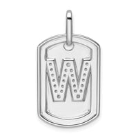 14K White Gold  Diamond Initial W Dog Tag Charm-PM9842W-020-WA