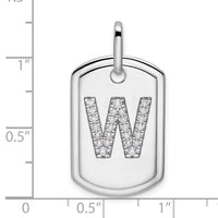 14K White Gold  Diamond Initial W Dog Tag Charm-PM9842W-020-WA