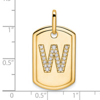 14K Diamond Initial W Dog Tag Charm-PM9842W-020-YA