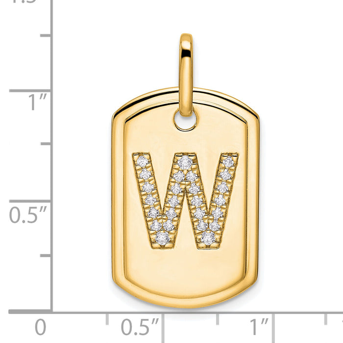14K Diamond Initial W Dog Tag Charm-PM9842W-020-YA