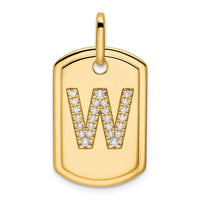 14K Diamond Initial W Dog Tag Charm-PM9842W-020-YA