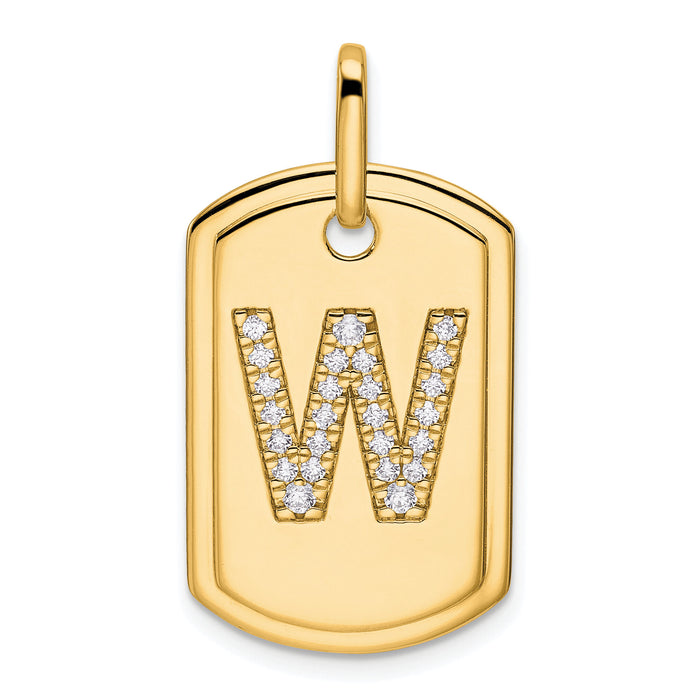 14K Diamond Initial W Dog Tag Charm-PM9842W-020-YA