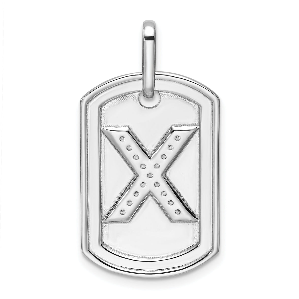 14K White Gold  Diamond Initial X Dog Tag Charm-PM9842X-018-WA
