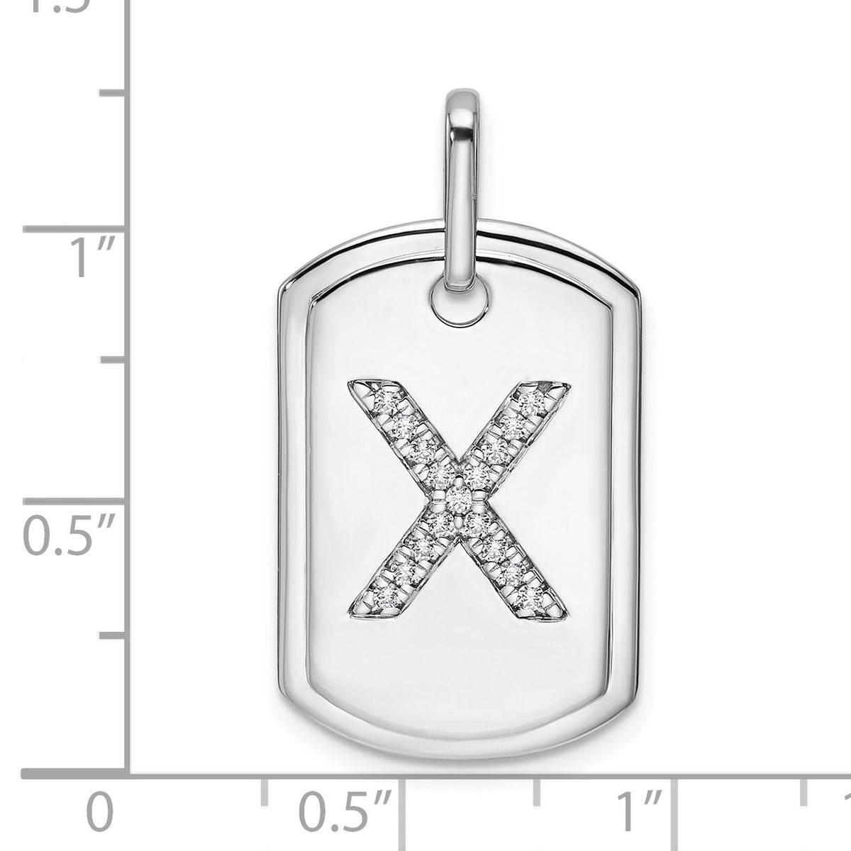 14K White Gold  Diamond Initial X Dog Tag Charm-PM9842X-018-WA