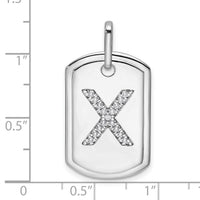 14K White Gold  Diamond Initial X Dog Tag Charm-PM9842X-018-WA