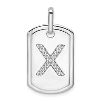 14K White Gold  Diamond Initial X Dog Tag Charm-PM9842X-018-WA