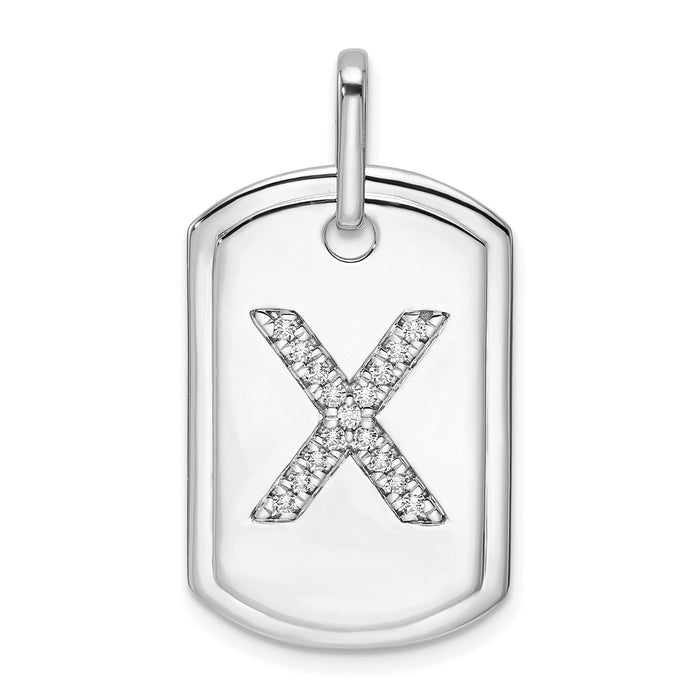 14K White Gold  Diamond Initial X Dog Tag Charm-PM9842X-018-WA