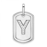 14K White Gold  Diamond Initial Y Dog Tag Charm-PM9842Y-014-WA
