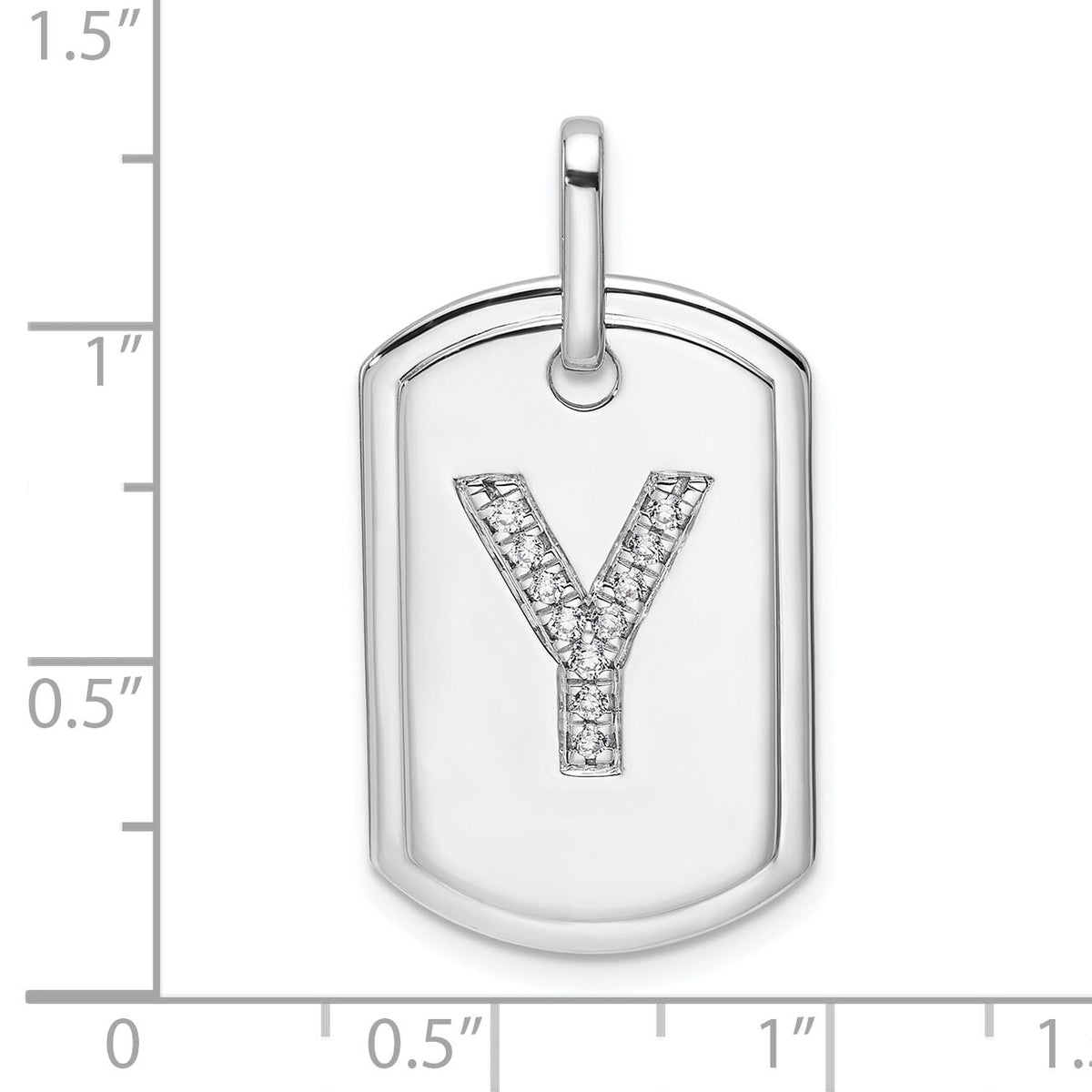 14K White Gold  Diamond Initial Y Dog Tag Charm-PM9842Y-014-WA