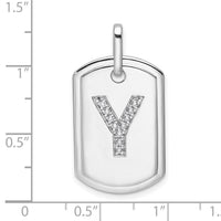 14K White Gold  Diamond Initial Y Dog Tag Charm-PM9842Y-014-WA