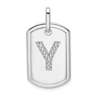14K White Gold  Diamond Initial Y Dog Tag Charm-PM9842Y-014-WA