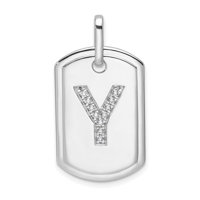 14K White Gold  Diamond Initial Y Dog Tag Charm-PM9842Y-014-WA