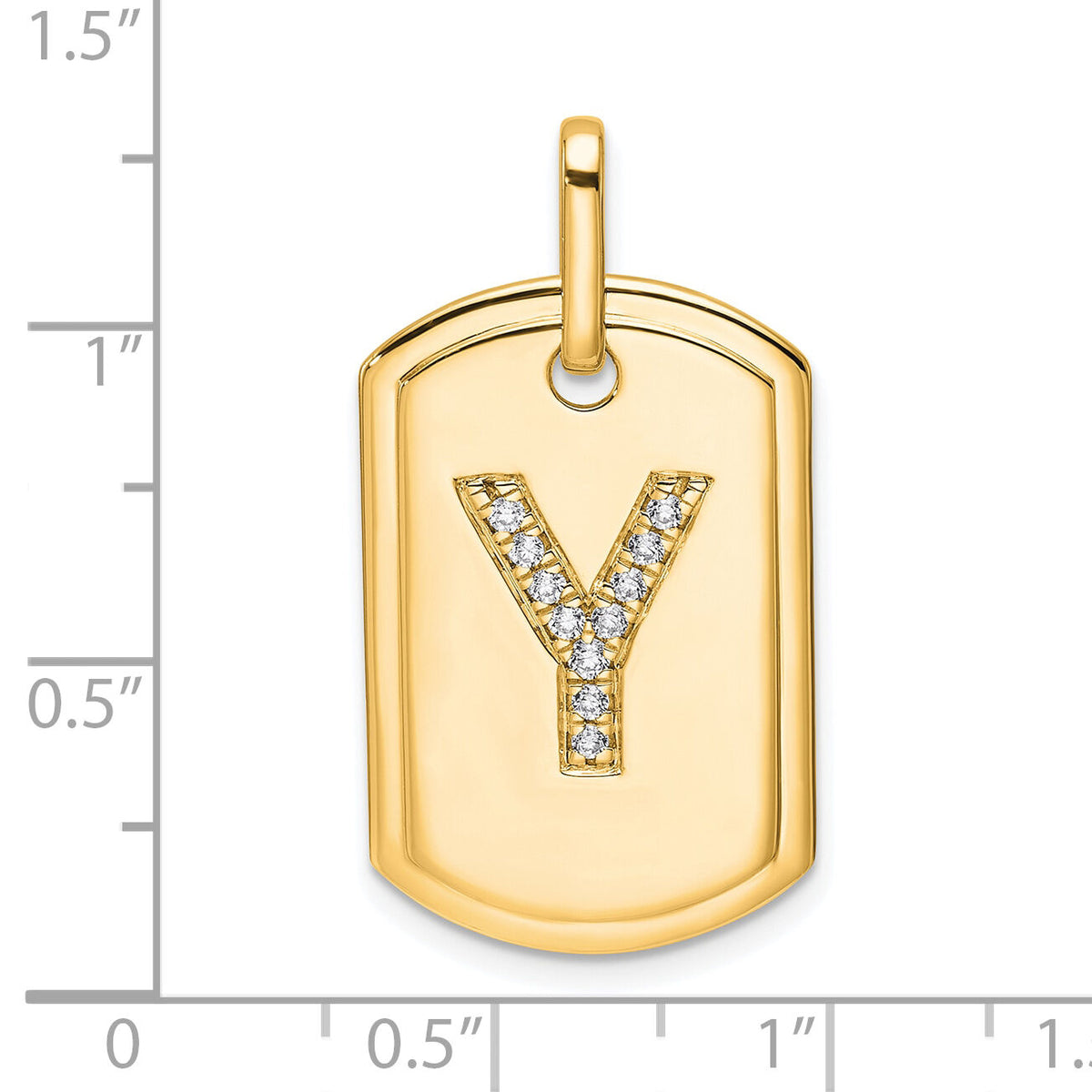 14K Diamond Initial Y Dog Tag Charm-PM9842Y-014-YA