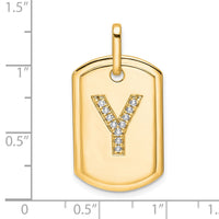 14K Diamond Initial Y Dog Tag Charm-PM9842Y-014-YA