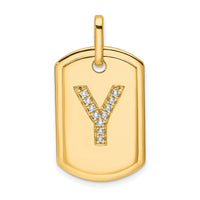 14K Diamond Initial Y Dog Tag Charm-PM9842Y-014-YA