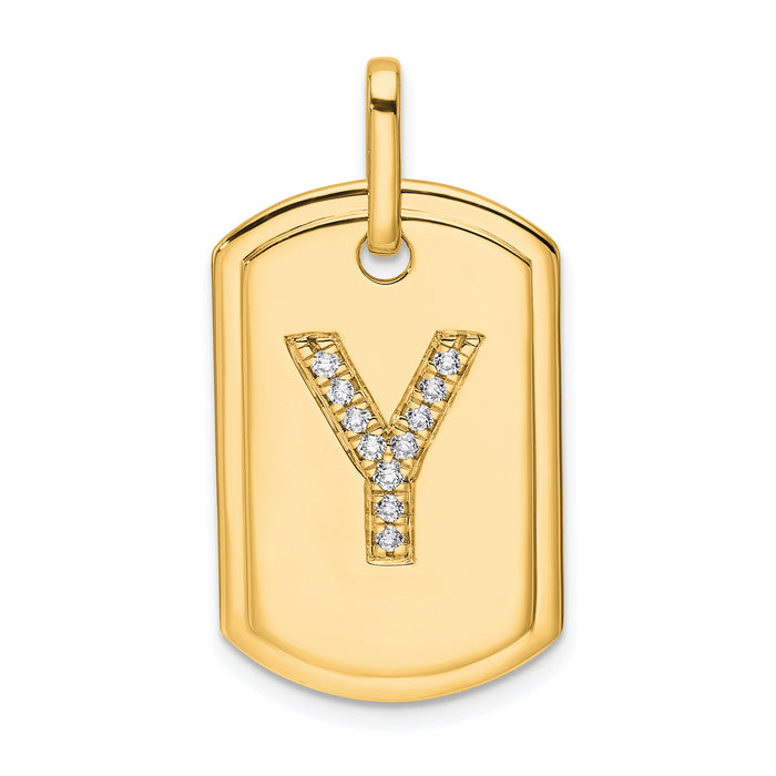 14K Diamond Initial Y Dog Tag Charm-PM9842Y-014-YA