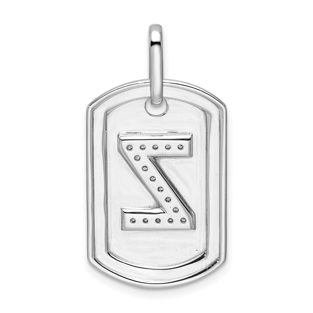 14K White Gold  Diamond Initial Z Dog Tag Charm-PM9842Z-018-WA